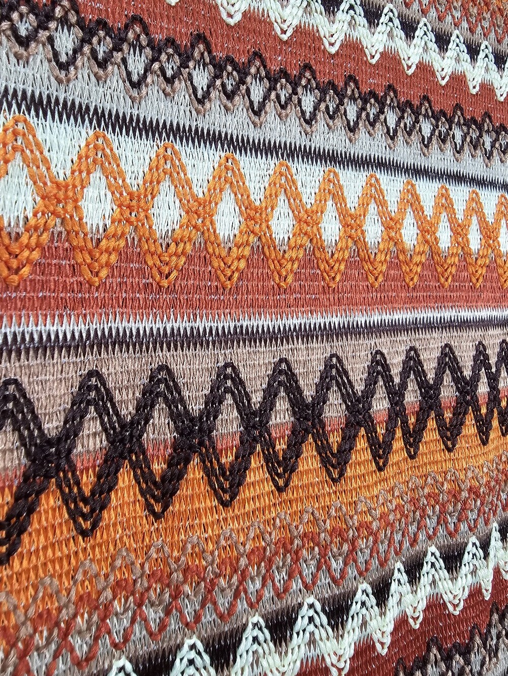 Geo Print Split Thigh Tank Maxi Dress Orange Brown Knit Size Large Pullover - Picture 4 of 11